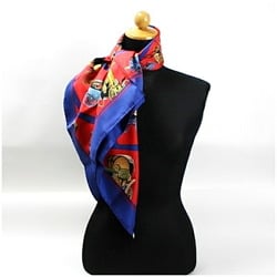 Hermes Silk Scarf Muffler CARROSSERIE (Spiral Carriage) Red x Blue HERMES Women's