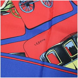 Hermes Silk Scarf Muffler CARROSSERIE (Spiral Carriage) Red x Blue HERMES Women's