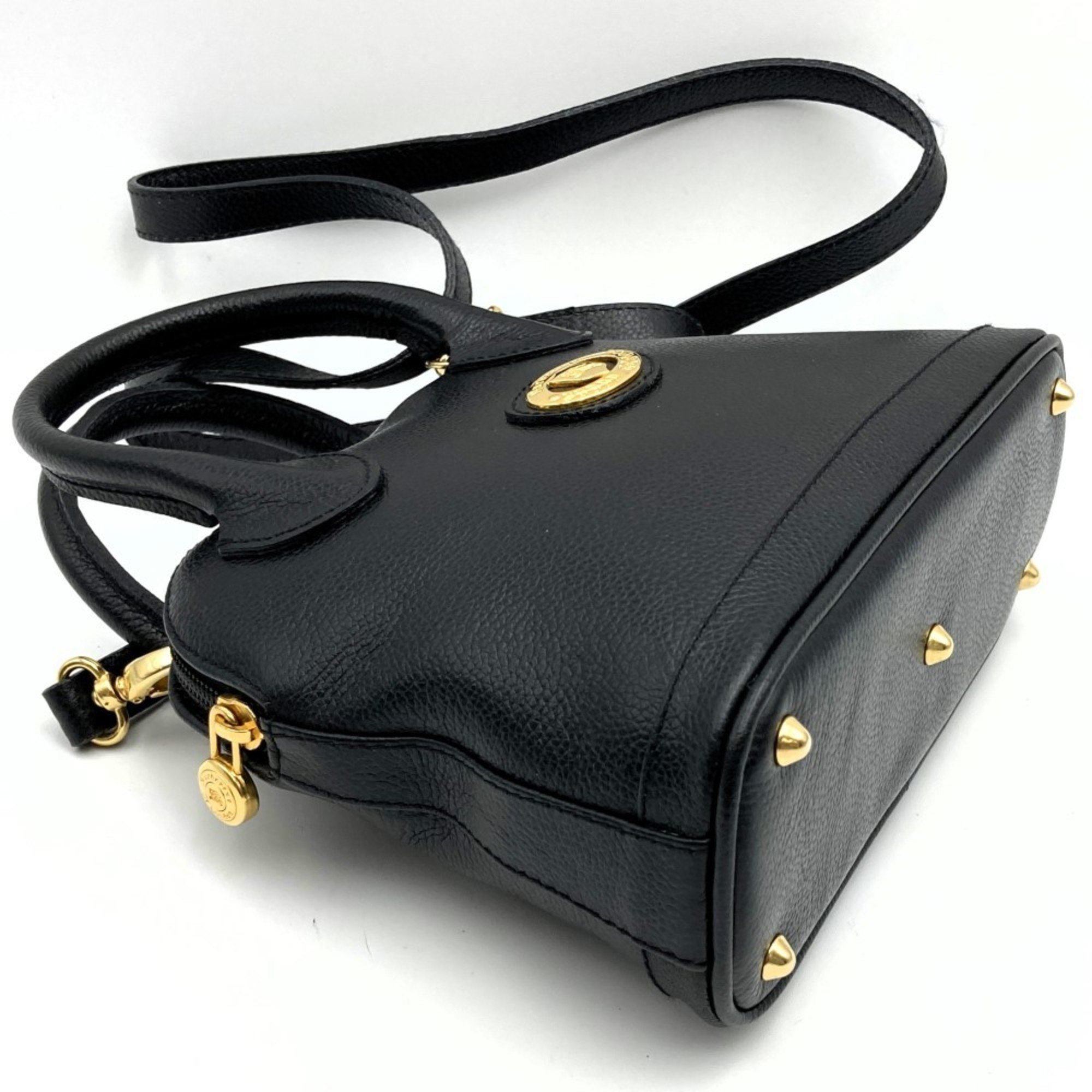 Burberrys Handbag Shoulder Bag 2way Black Leather Women's