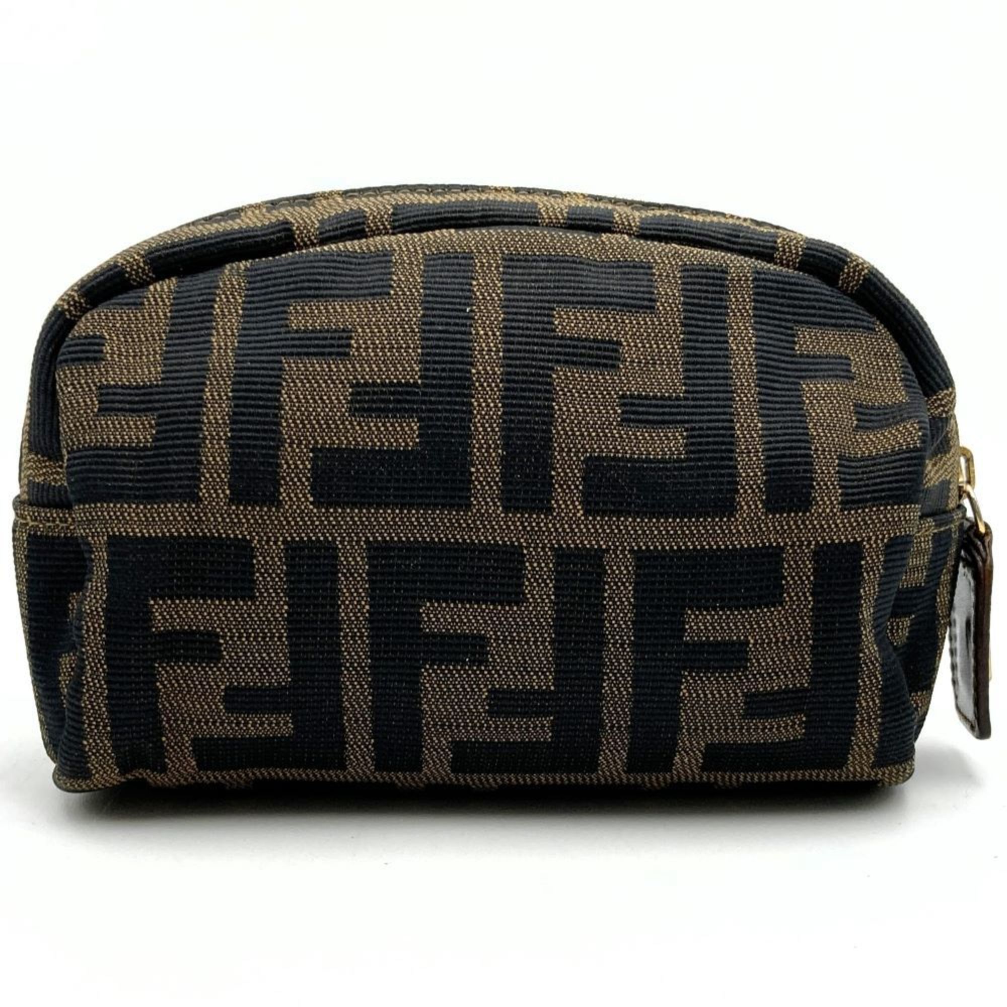 Fendi pouch, approx. 15cm wide, Zucca pattern, brown nylon, for women, FENDI