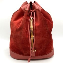 Gucci Backpack Daypack Bamboo Red Suede Leather Women's 0032855 GUCCI
