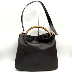 GUCCI 001 1577 Bamboo Shoulder Bag 2way Tote Brown Leather Women's Fashion