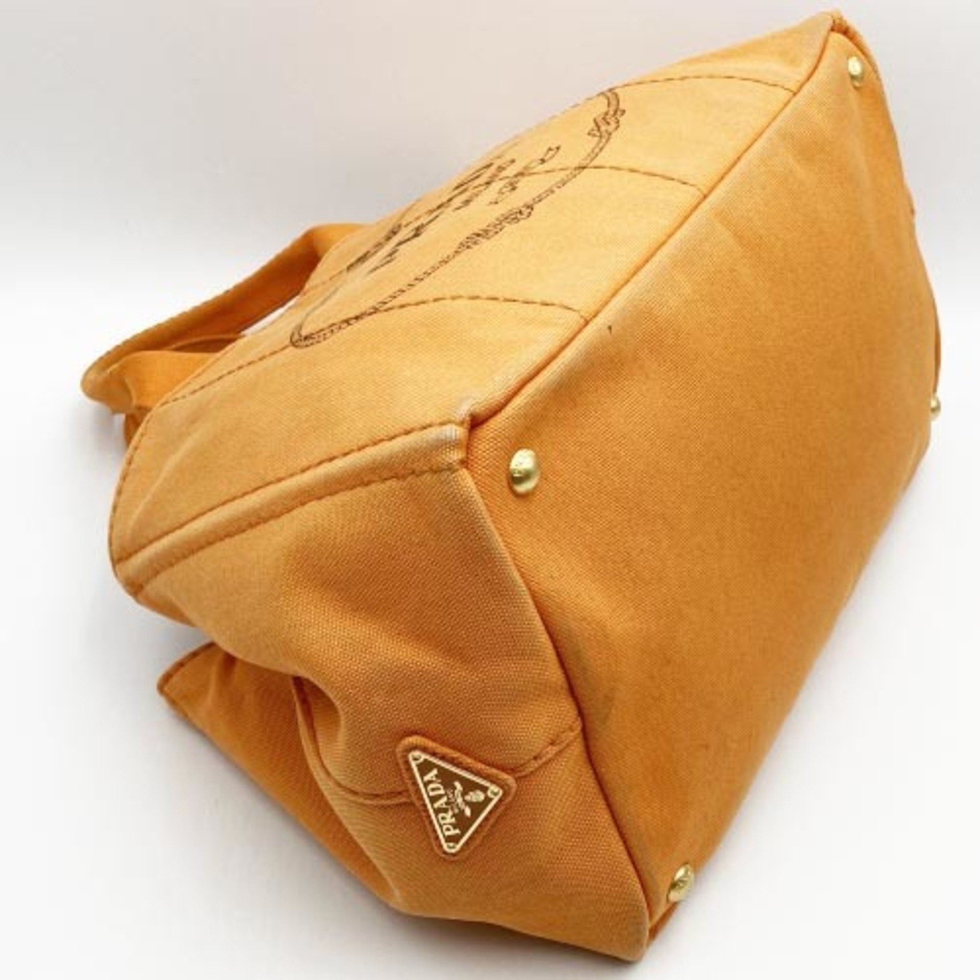 PRADA BN1877 Handbag Tote Bag Canapa Triangle Plate Orange Canvas Women's Fashion
