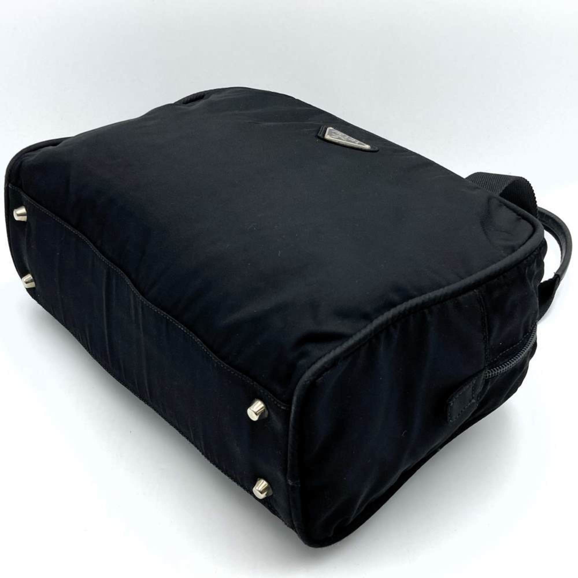 Prada handbag, black nylon, women's, triangle, PRADA