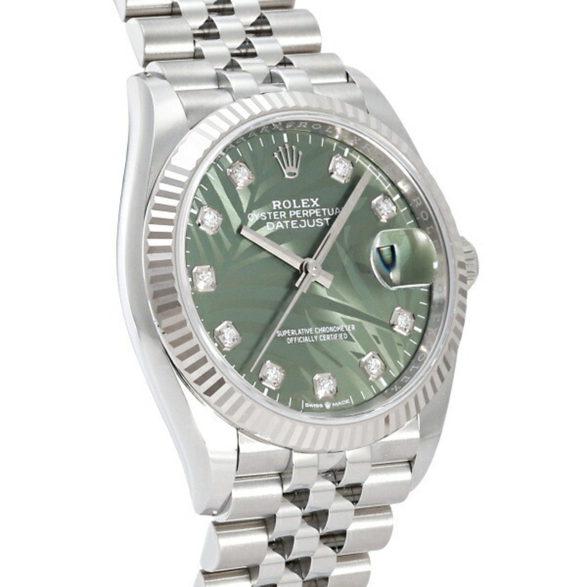 Rolex ROLEX Datejust 36 Olive Green Diamond Palm Motif 126234G Dial Men's Watch