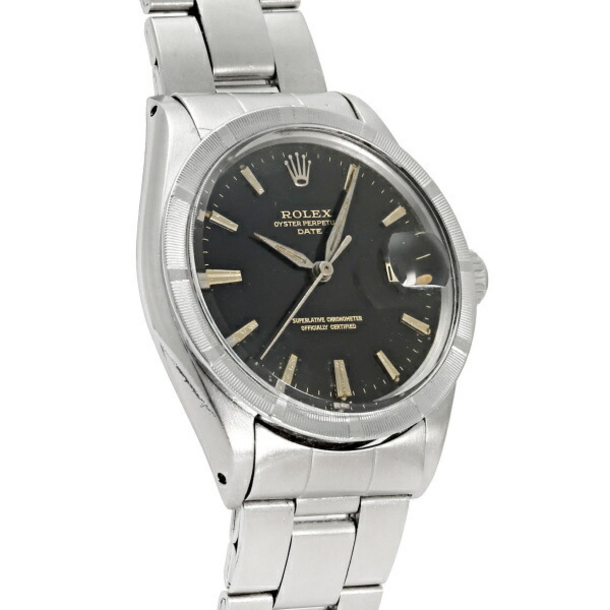ROLEX Oyster Perpetual Date 1501 Black Bar Dial Watch Men's