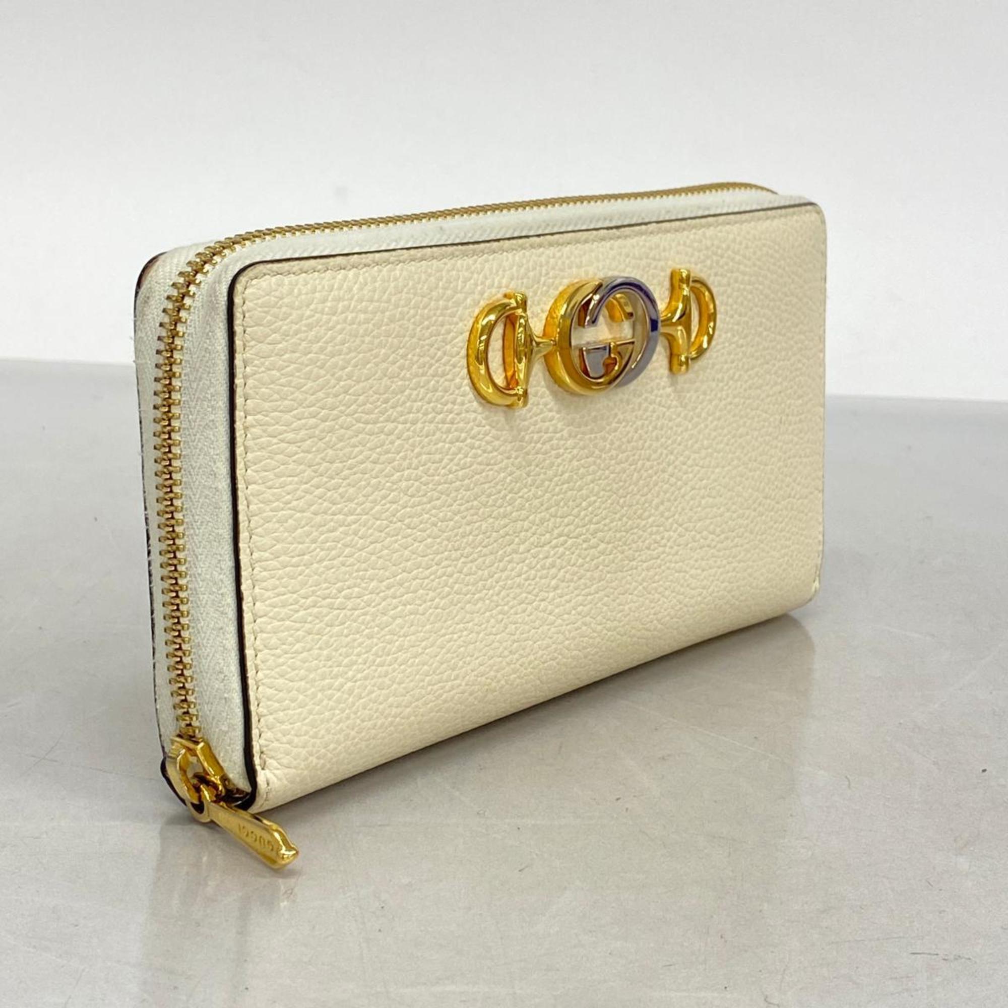 Gucci Long Wallet 570661 Leather Ivory Women's