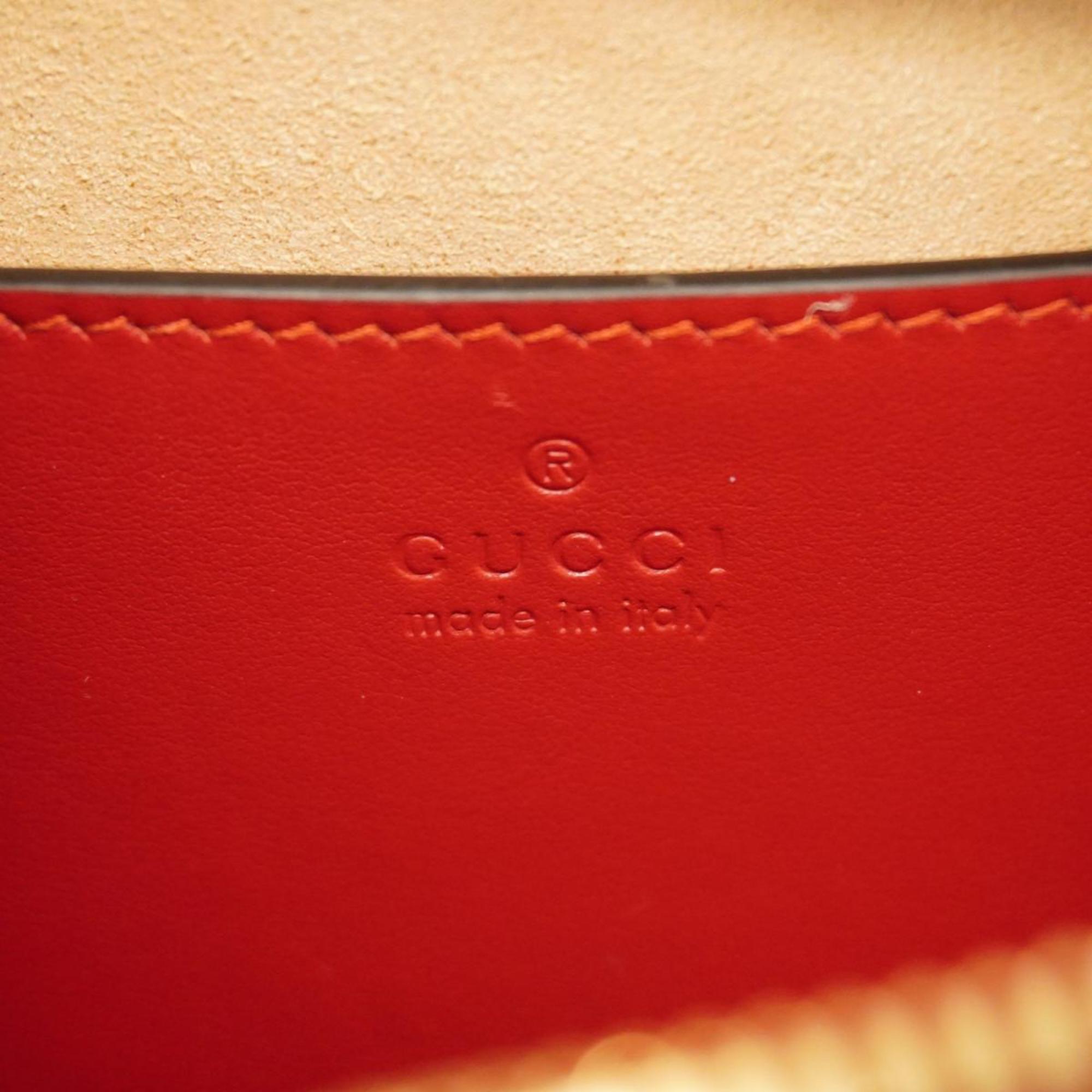 Gucci Shoulder Bag Interlocking G 751623 Leather Red Women's