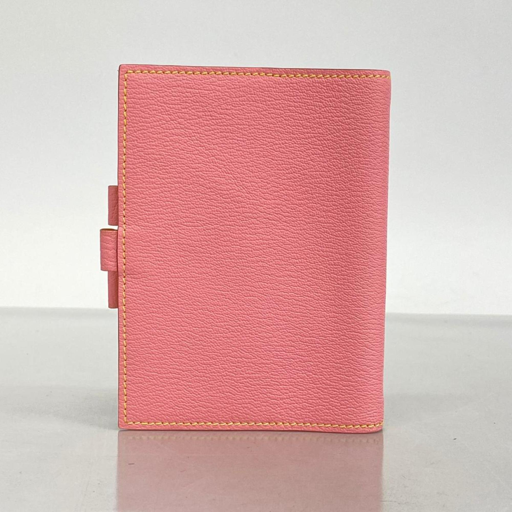 Hermes Notebook Cover Agenda □R Engraved Chevre Rose Confetti Souffle Women's