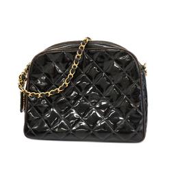 Chanel Shoulder Bag, Matelasse, Chain Shoulder, Patent Leather, Black, Women's