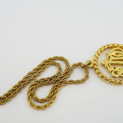 Christian Dior Necklace Circle Emblem GP Plated Gold Women's