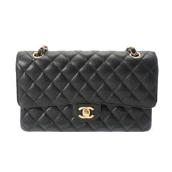CHANEL Chanel Matelasse Chain Shoulder 25cm W Flap Black A01112 Women's Caviar Skin Bag