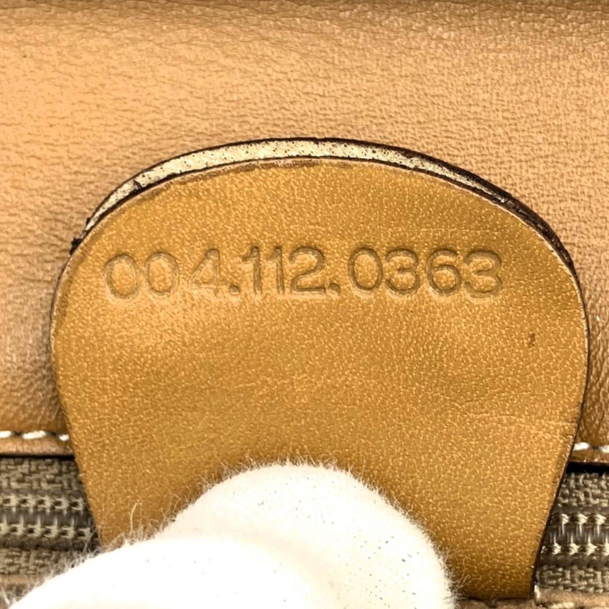 GUCCI 004 112 0363 Shoulder Bag Pochette Micro GG Supreme Canvas Leather Beige Camel Women's