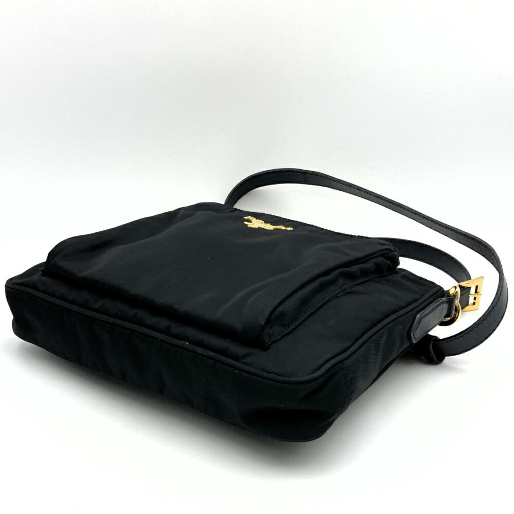 Prada Shoulder Bag Black Nylon Leather Women's PRADA
