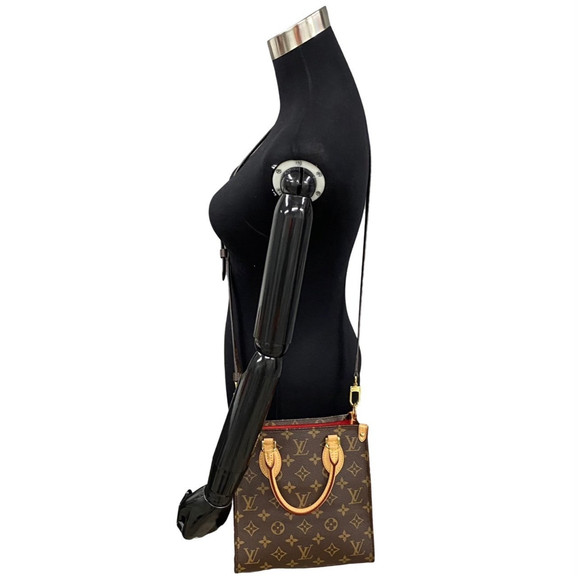 LOUIS VUITTON Louis Vuitton Sac Plat BB Monogram Leather 2way Handbag Shoulder Bag Brown 27705