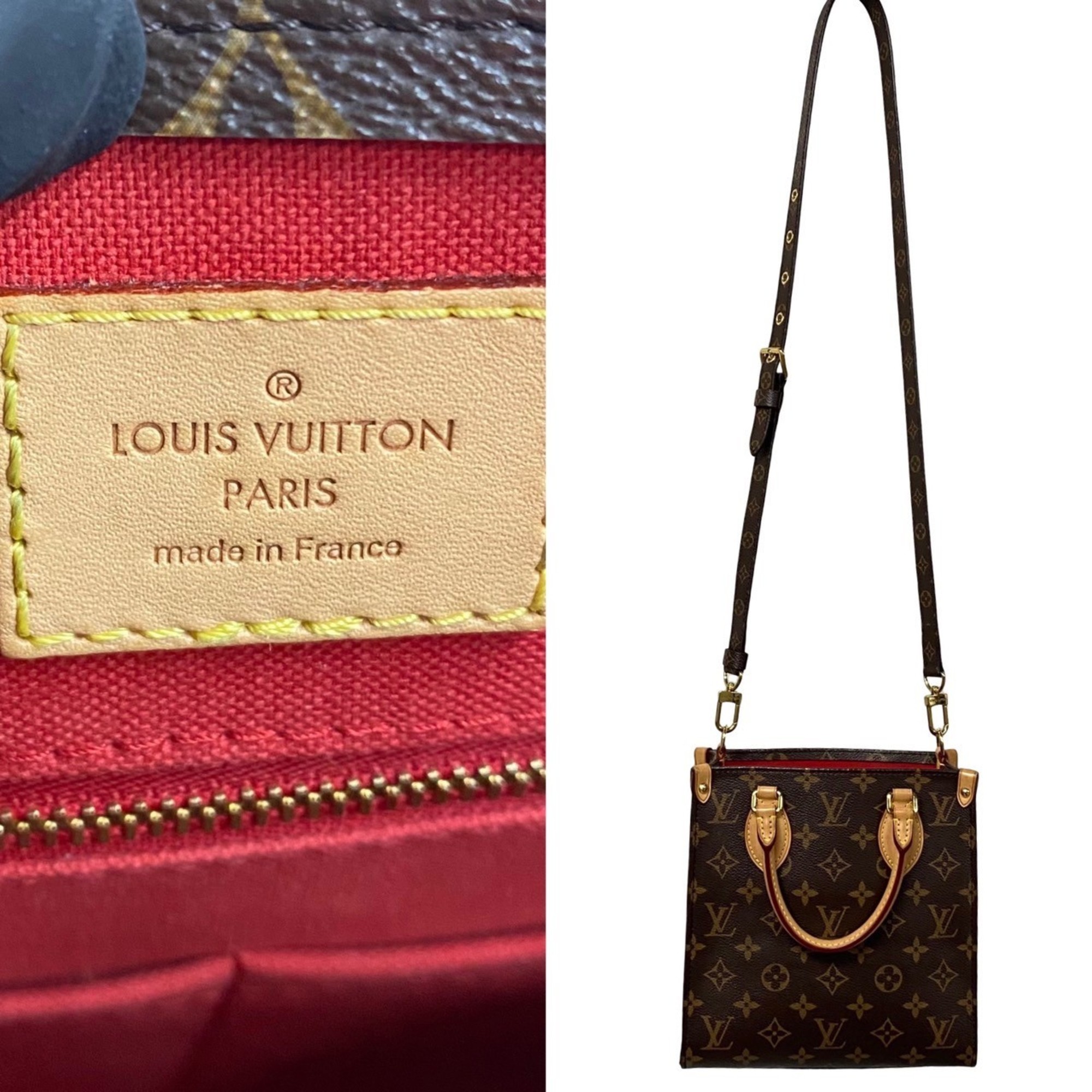 LOUIS VUITTON Louis Vuitton Sac Plat BB Monogram Leather 2way Handbag Shoulder Bag Brown 27705
