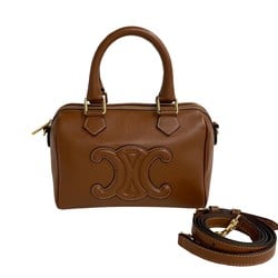 CELINE Cuir Triomphe Leather 2way Small Boston Bag Handbag Shoulder 30420