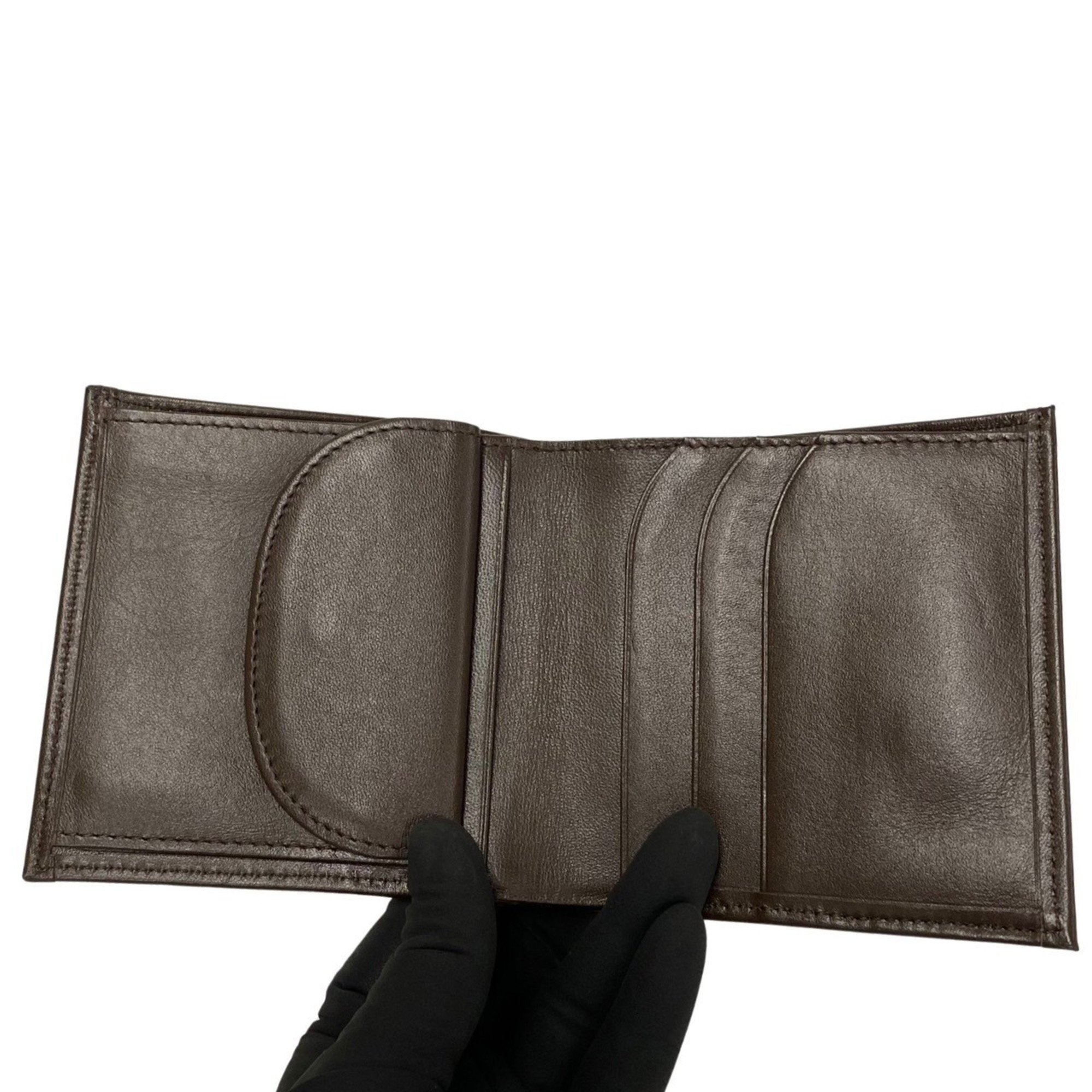 Burberrys Nova Check Pattern Canvas Leather Bi-fold Wallet Brown 84014