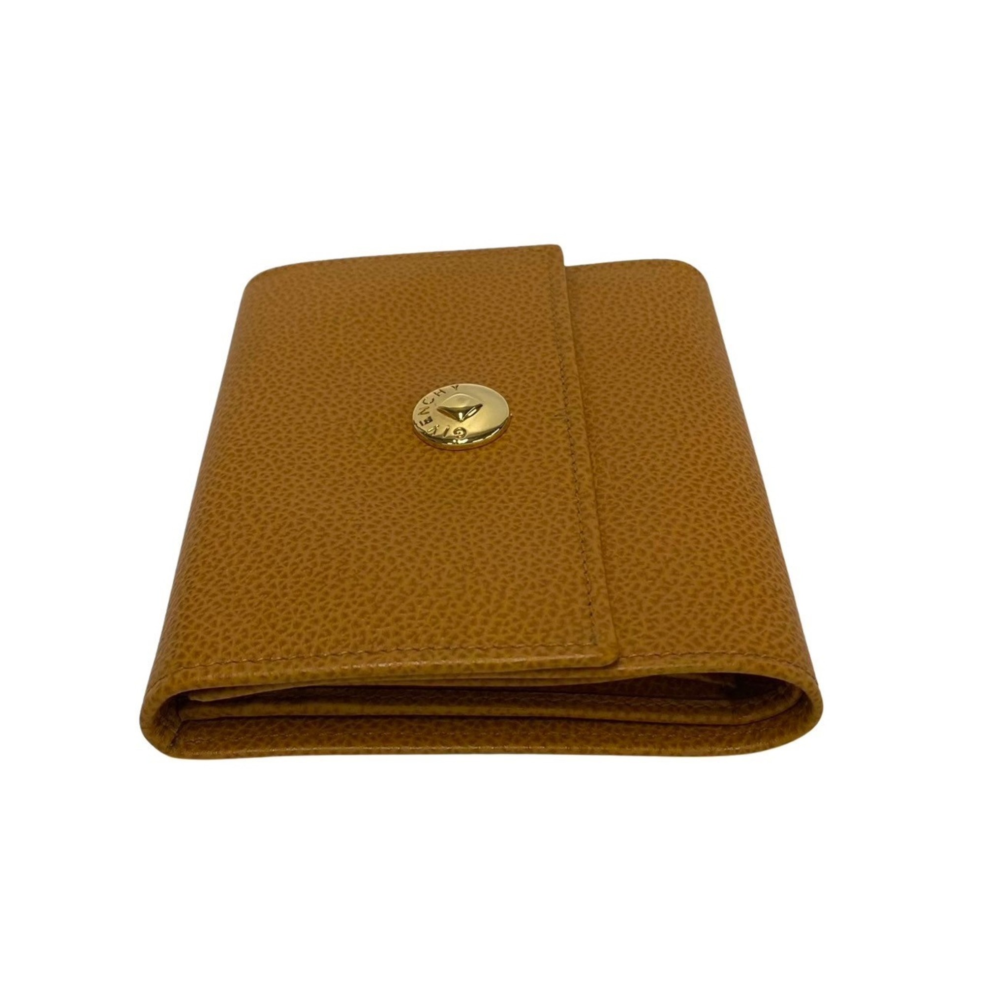 GIVENCHY Button hardware leather tri-fold wallet brown camel 35476