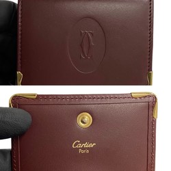 CARTIER Must Line Calf Leather Wallet/Coin Case Coin Purse Bordeaux 04193