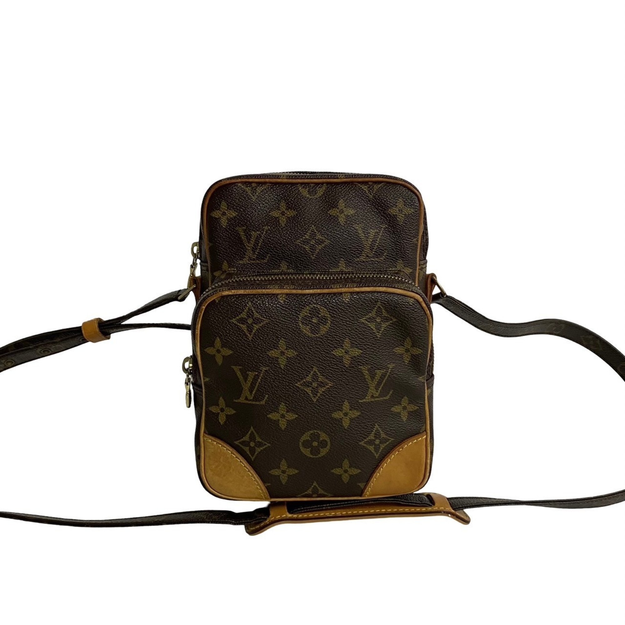 LOUIS VUITTON Louis Vuitton Amazon Monogram Leather Shoulder Bag Pochette Sacoche Brown 19961