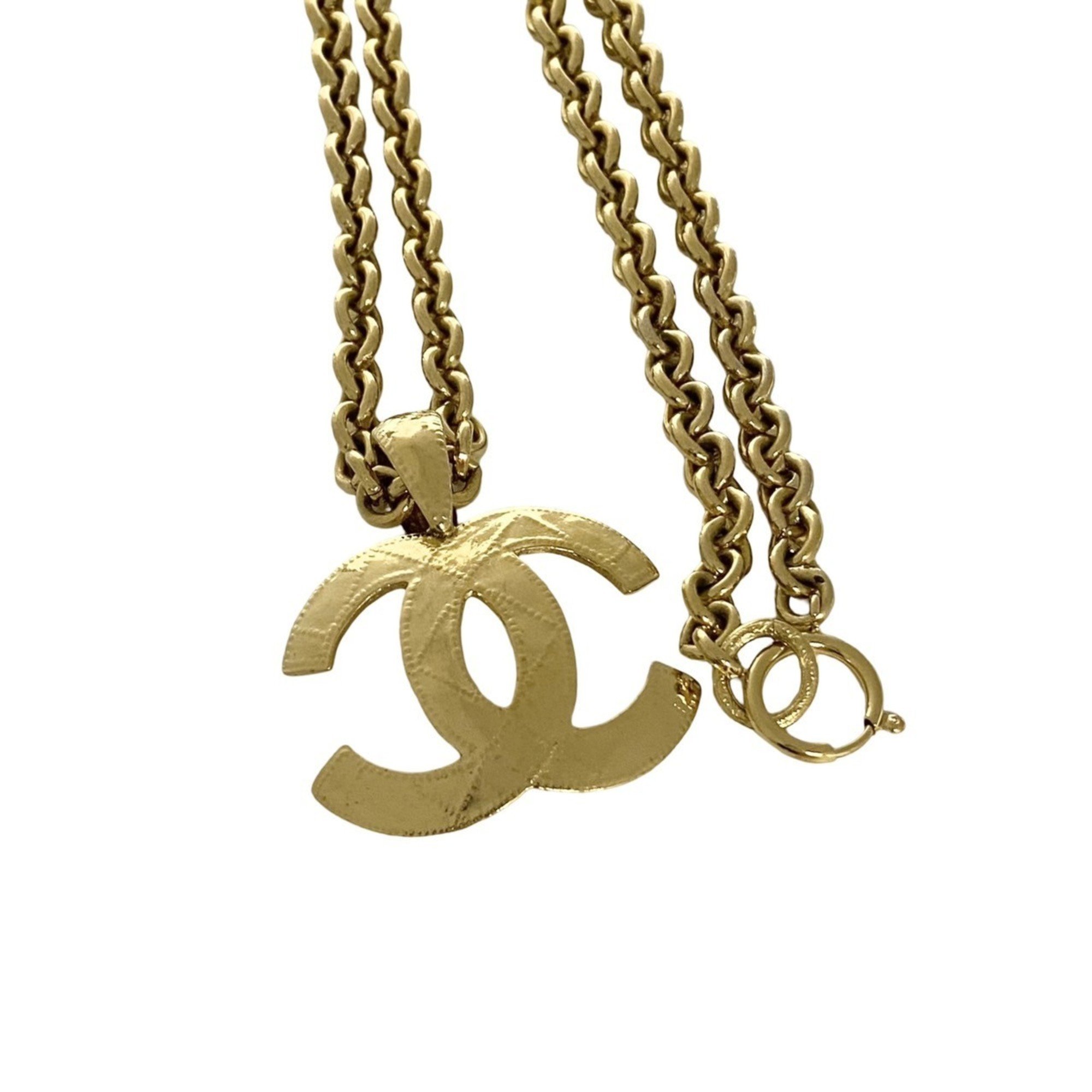 CHANEL 94P Coco Mark Chain Necklace Pendant Gold 69817