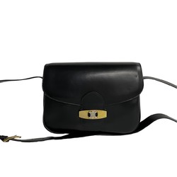 CELINE Triomphe hardware leather shoulder bag pochette sacoche black 41755
