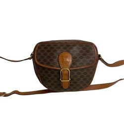 CELINE Macadam Blason Leather Shoulder Bag Pochette Sacoche Brown 27493