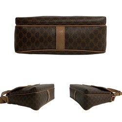 CELINE Macadam Blason Ring Hardware Leather Shoulder Bag Pochette Brown 24236