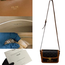 CELINE Teen Triomphe Leather Shoulder Bag Pochette Sacoche Brown 59269