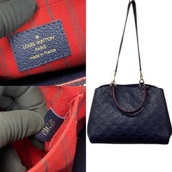 LOUIS VUITTON Louis Vuitton Montaigne MM Monogram Empreinte 2way Handbag Shoulder Bag Navy 356-9