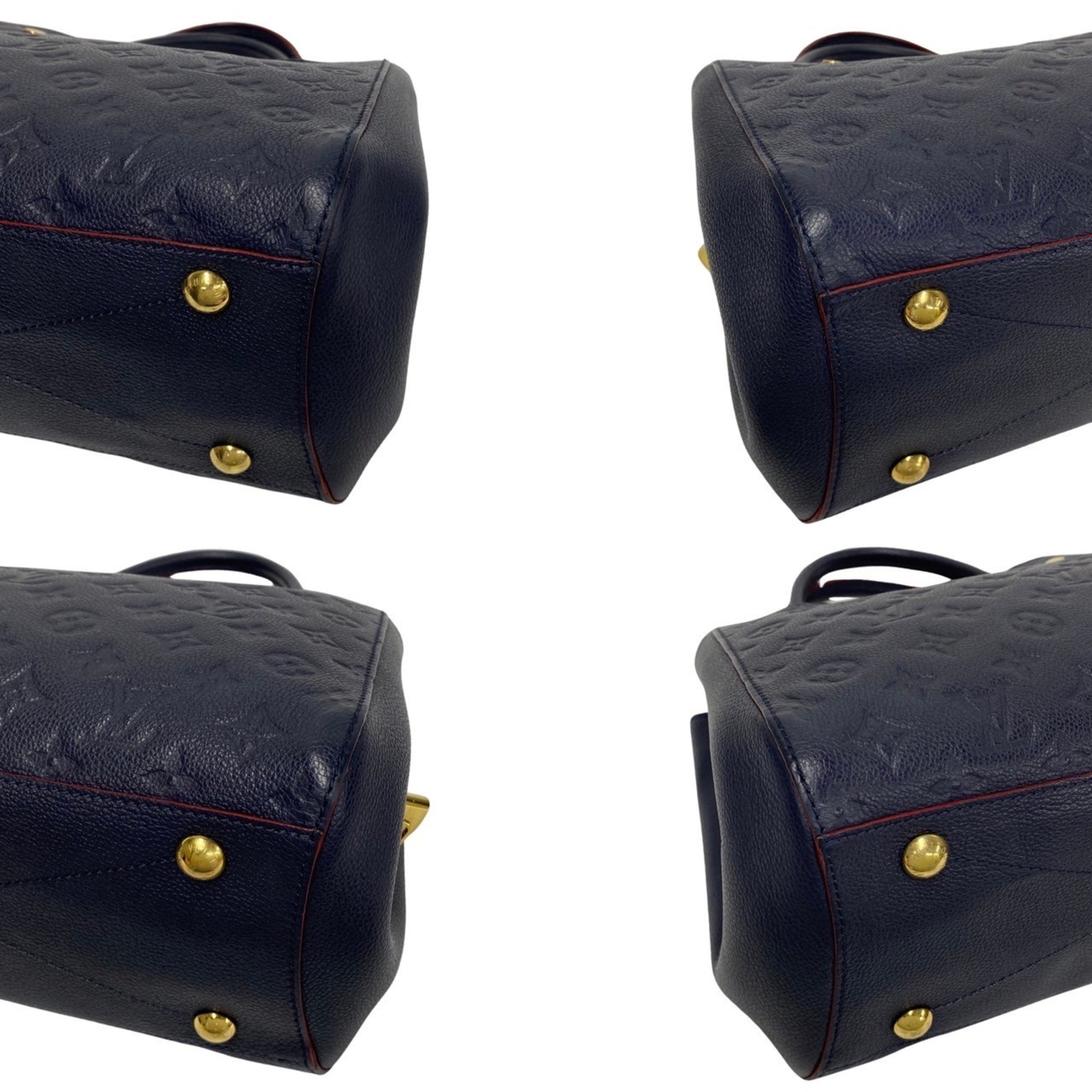 LOUIS VUITTON Louis Vuitton Montaigne MM Monogram Empreinte 2way Handbag Shoulder Bag Navy 356-9