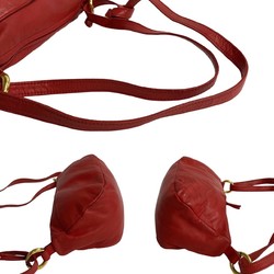 LOEWE Anagram Nappa Leather Semi Shoulder Bag Pochette Sacoche Red 49283