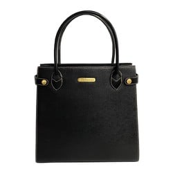 Burberrys Nova Check Metal Fittings Leather Handbag Tote Bag Black 23540