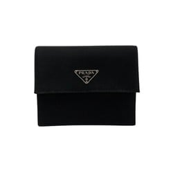 PRADA Prada Triangle metal fittings Nylon Saffiano leather bi-fold wallet Black 40932