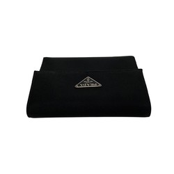 PRADA Prada Triangle metal fittings Nylon Saffiano leather bi-fold wallet Black 40932