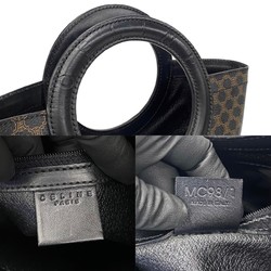 CELINE Macadam Blason Triomphe Leather Handbag Tote Bag Black Brown 24368
