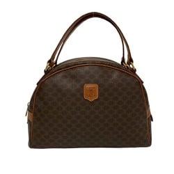 CELINE Macadam Blason Triomphe Pattern Leather Handbag Boston Bag Brown 58527