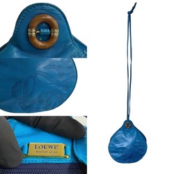 LOEWE Anagram Nappa Leather Shoulder Bag Pochette Blue 56483