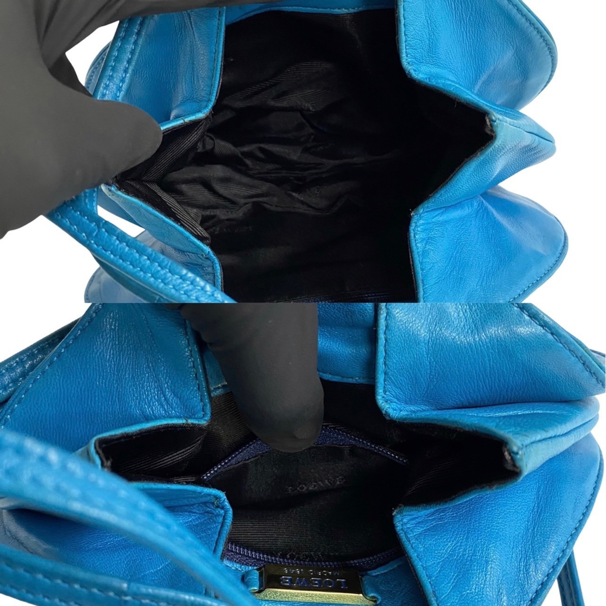 LOEWE Anagram Nappa Leather Shoulder Bag Pochette Blue 56483