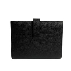 HERMES Bearn Compact Epsom Leather Bi-fold Wallet Black 58280