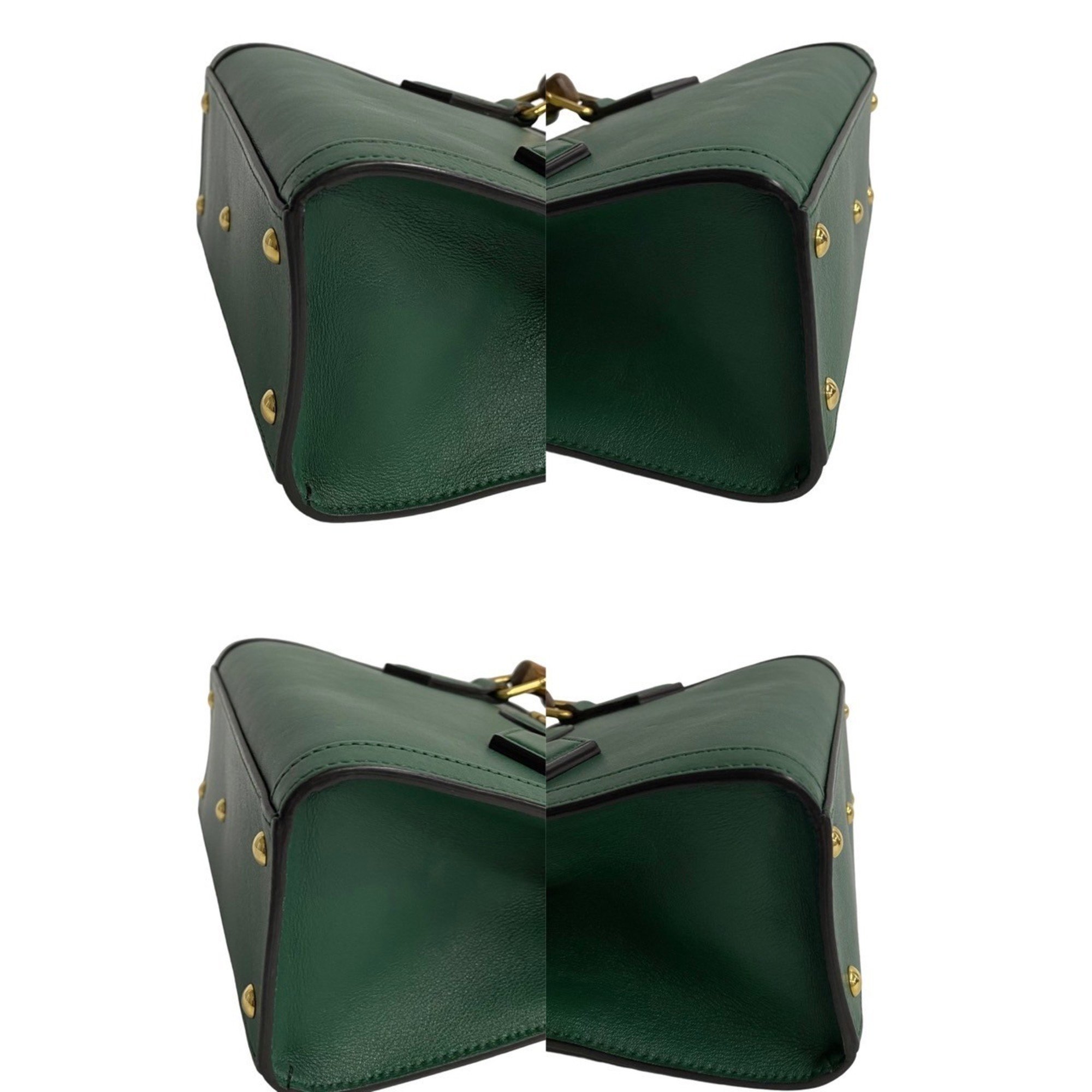 GUCCI Diana Tote Bamboo Leather 2way Handbag Shoulder Bag Green 26038