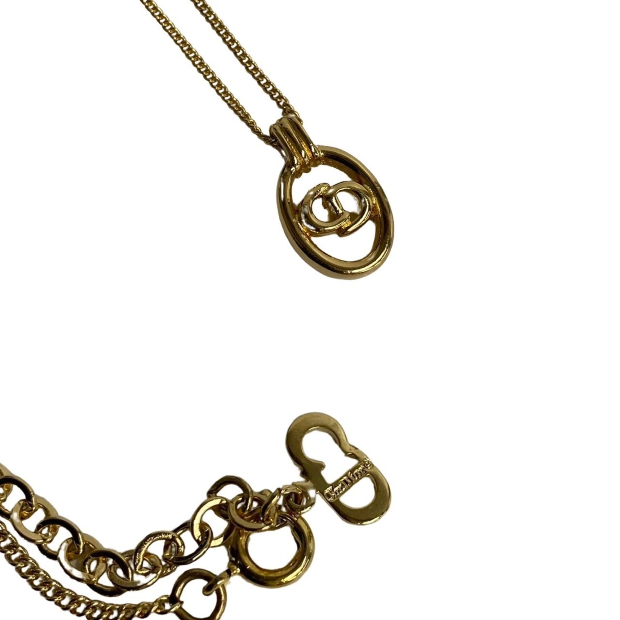 Christian Dior CD Chain Necklace Pendant Gold 36963
