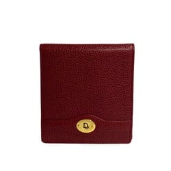 Christian Dior metal fittings leather bi-fold wallet billfold Bordeaux red 64560