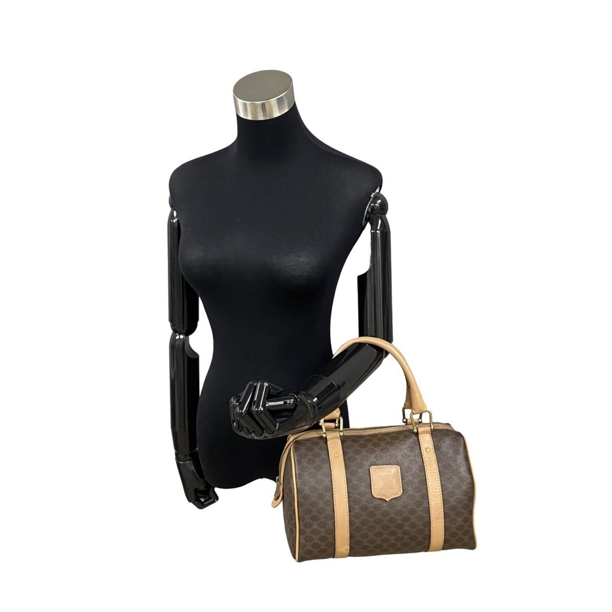 CELINE Macadam Blason Triomphe Leather 2way Handbag Boston Bag Shoulder 28471