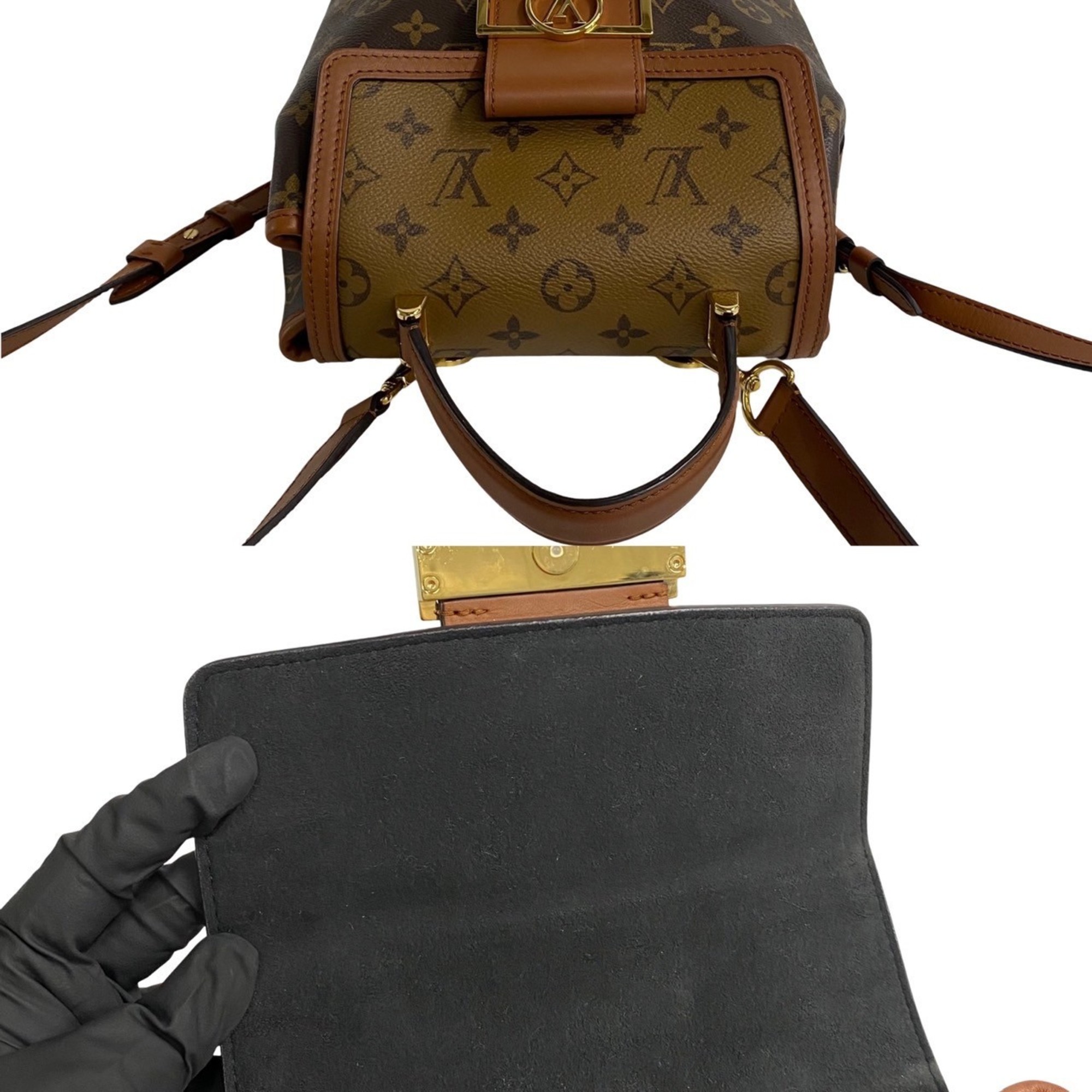 LOUIS VUITTON Louis Vuitton Dauphine Monogram Leather Rucksack Backpack Day Bag Brown 23006