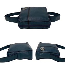 LOEWE Anagram Nappa Leather Shoulder Bag Pochette Sacoche Blue Black 68690