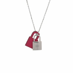 HERMES O'Kelly PM Silver/Pink - Y Stamp (circa 2020) Unisex Leather Metal Necklace