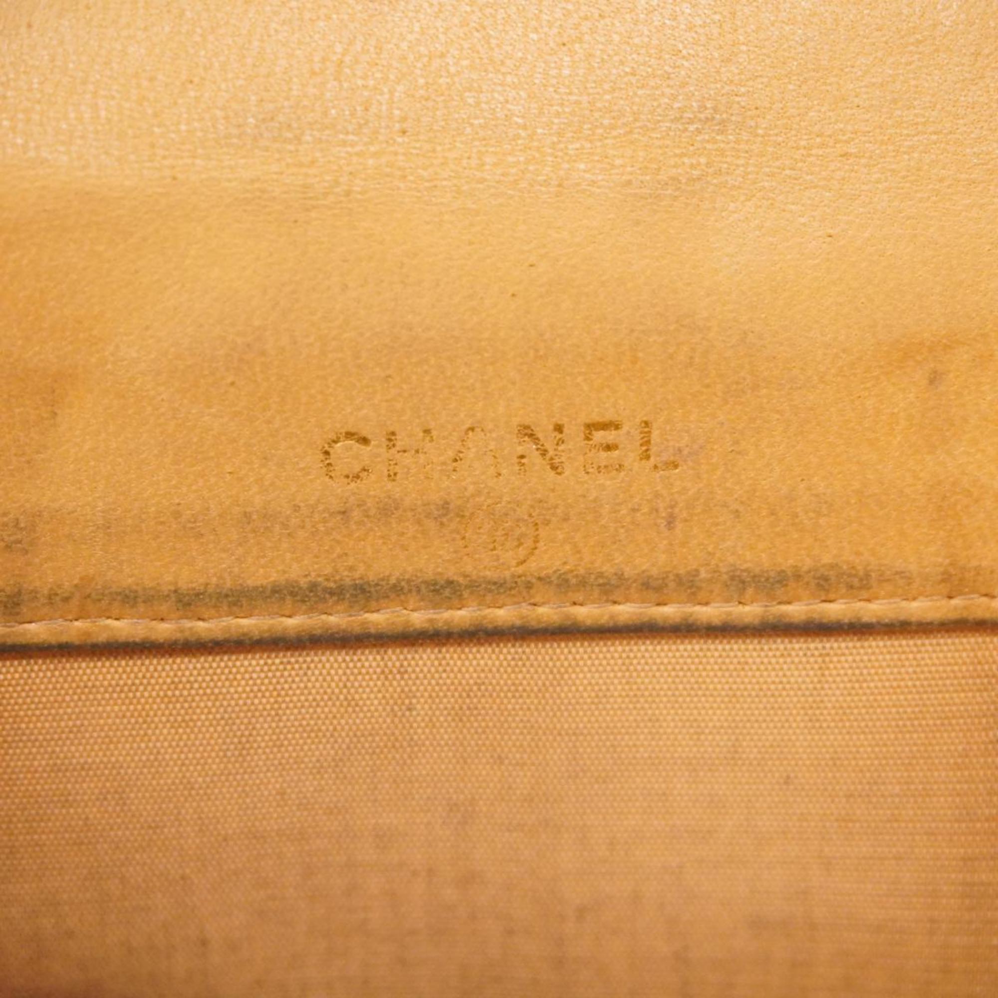 Chanel Tri-fold Wallet Caviar Skin Light Brown Women's