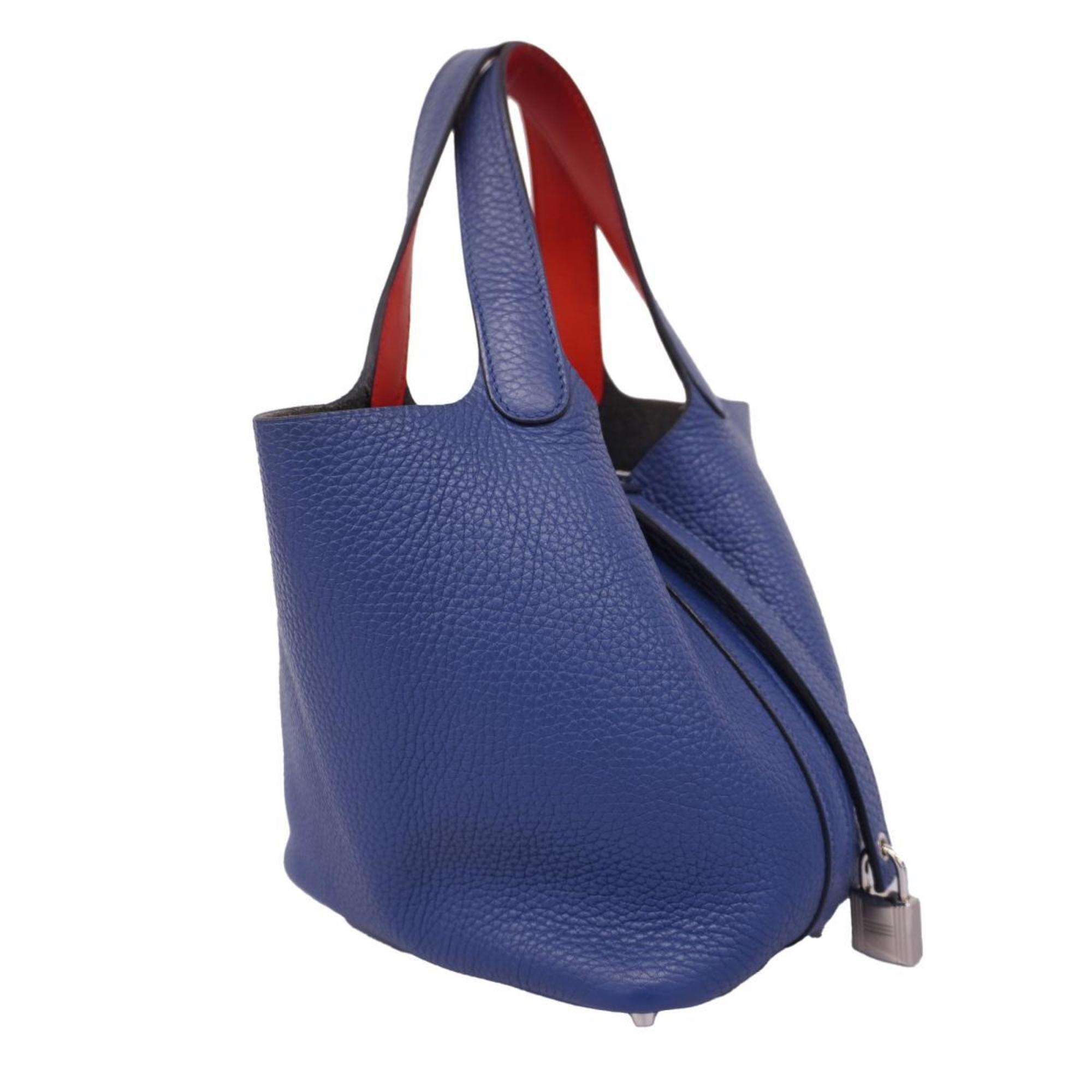 Hermes handbag Picotin Lock Eclat PM C stamp Taurillon Clemence Blue Brauton Capucines Ladies